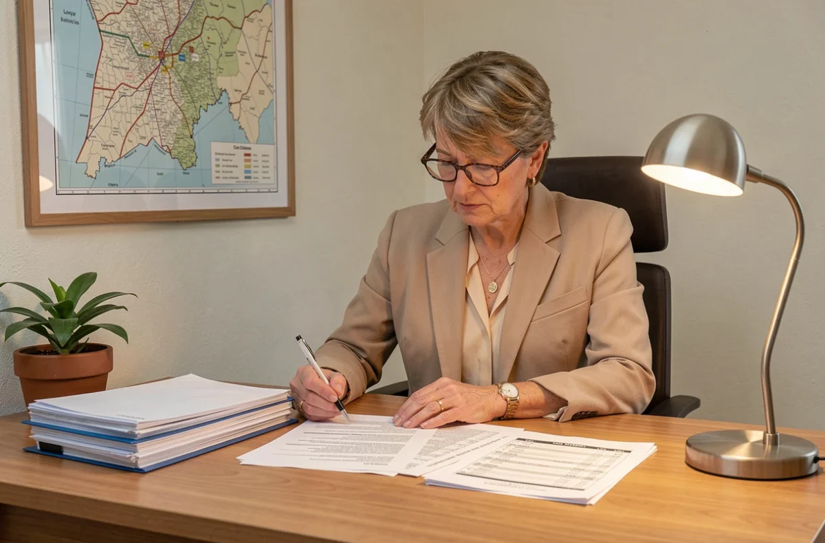 Expert-comptable d'Abeil Expertise à Chécy révisant des bilans comptables dans un bureau professionnel accueillant