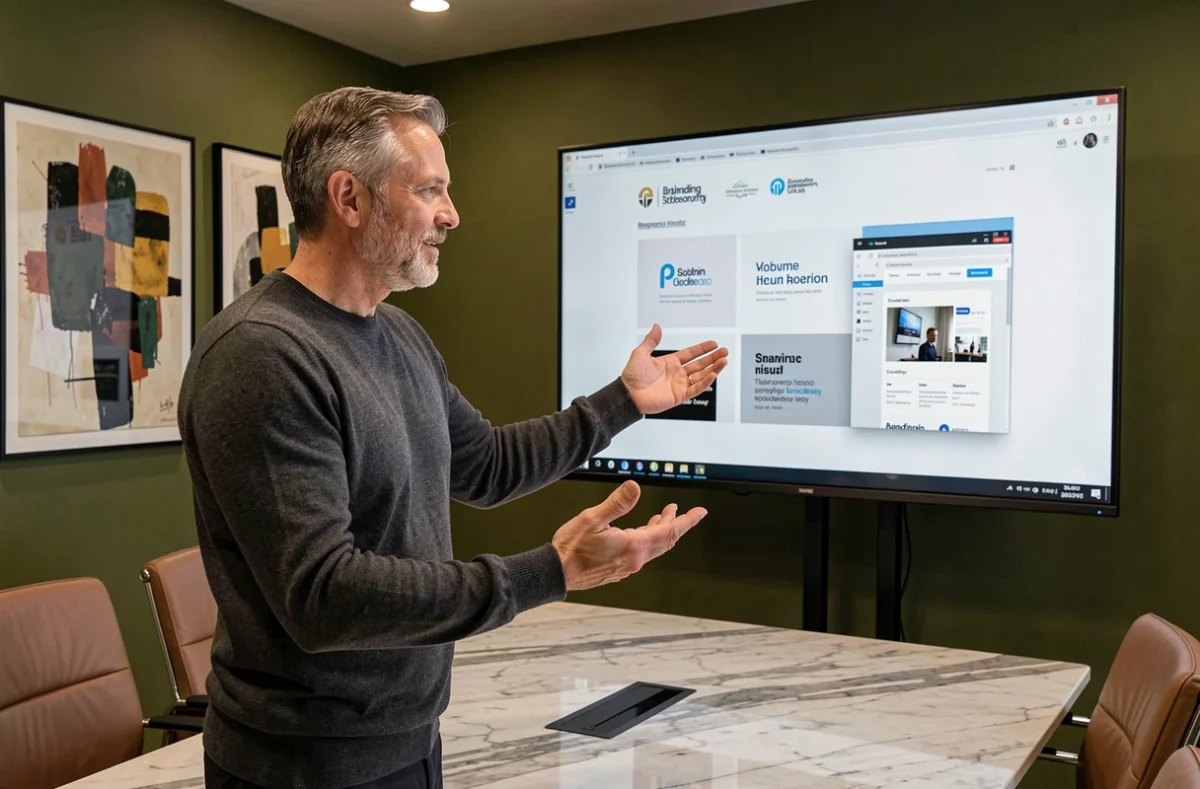 Consultant créatif de l'agence Kréactiv présentant une identité visuelle et un site web responsive