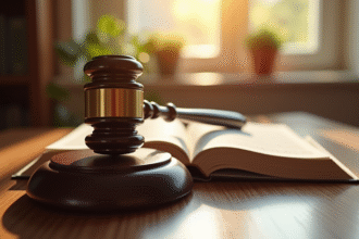 Juge français avec marteau sur livre de droit