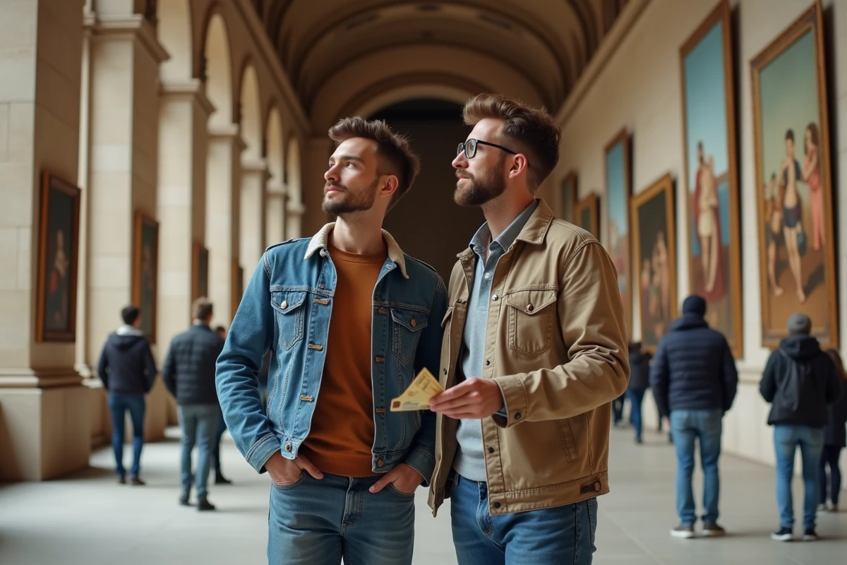 Couple visitant un musée grâce aux avantages culturels du comité d'entreprise GMF