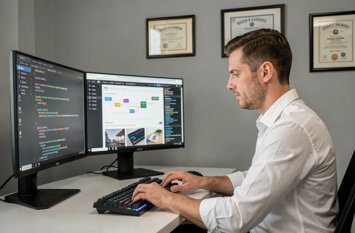 Développeur web de DGS Création SAS travaillant sur un projet de site internet sur mesure