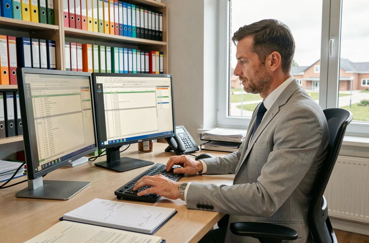 Expert-comptable d'Excelor à Saint-Jean-de-Braye travaillant sur des feuilles de calcul dans un espace de bureau organisé
