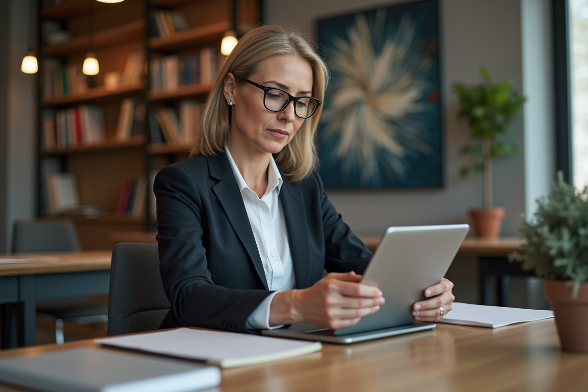 Femme éthicienne technologie dans un bureau moderne