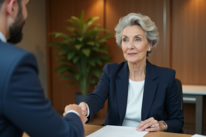 Femme d'affaires en réunion dans un bureau moderne