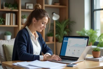 Femme organisée travaillant à son bureau à domicile