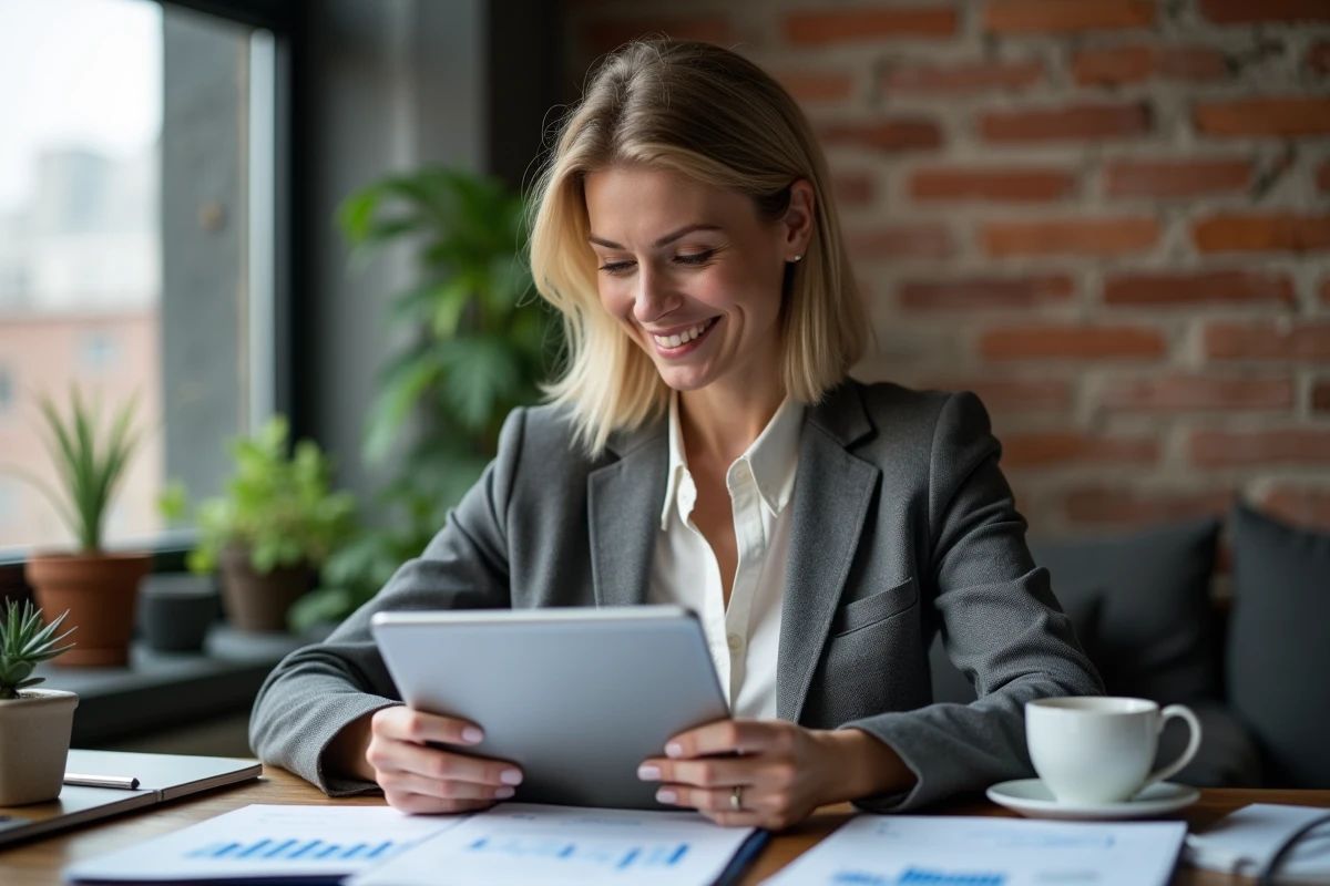 Femme entrepreneure travaillant seule dans son bureau à domicile