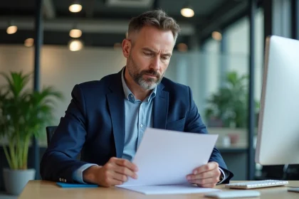 Homme d'affaires en blazer dans un bureau moderne