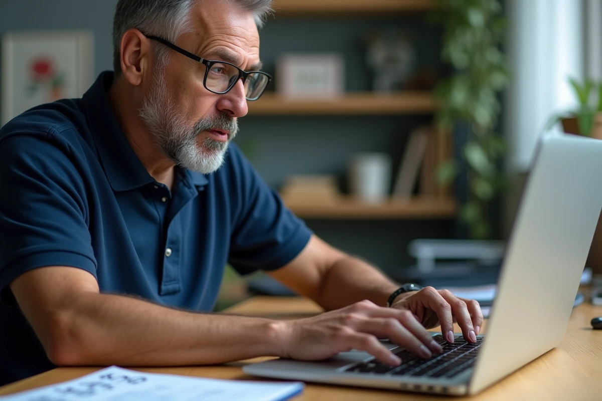 Homme saisissant un code erroné sur un ordinateur portable pour se connecter à un site de satisfaction client