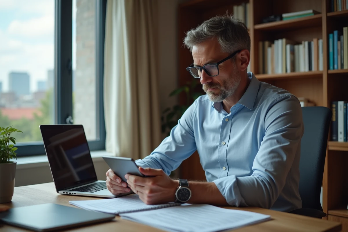 Homme vérifiant des données de sécurité informatique