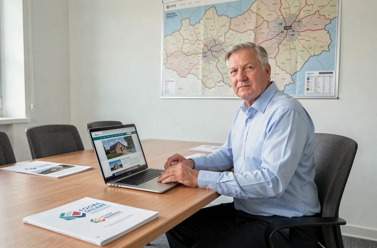 Chef de projet web de Netwave présentant un prototype de site internet pour une collectivité ou une mairie alsacienne