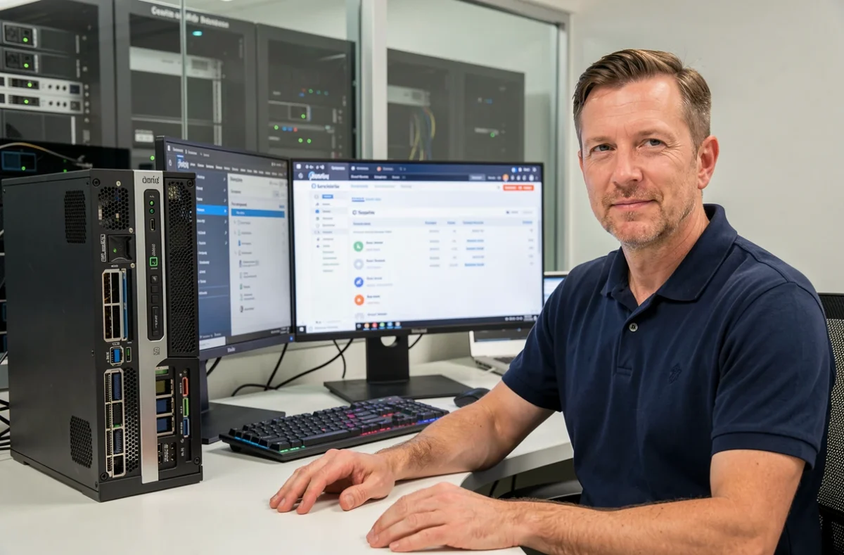 Spécialiste de SPV Informatique gérant des services web et informatiques depuis son poste de travail professionnel